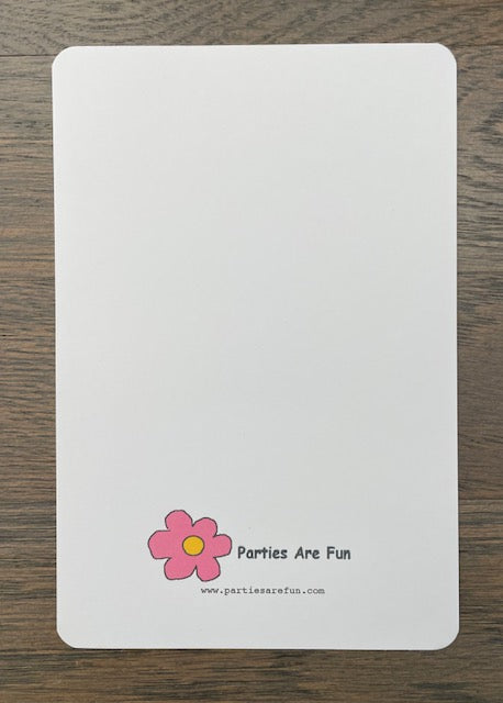 Picture of Parties Are Fun logo on the back of it